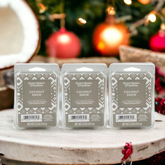 3-Pack BH&G COCONUT SNOW Wax Cube Melts Winter Holiday Food Tropical Christmas - Picture 10 of 16